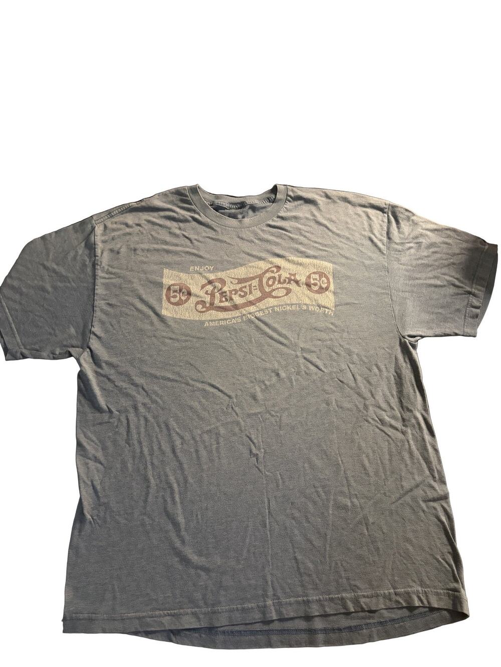 Pepsi Men's T-Shirt Blue/Gray Graphic Print Short Sleeve Cotton Blend M